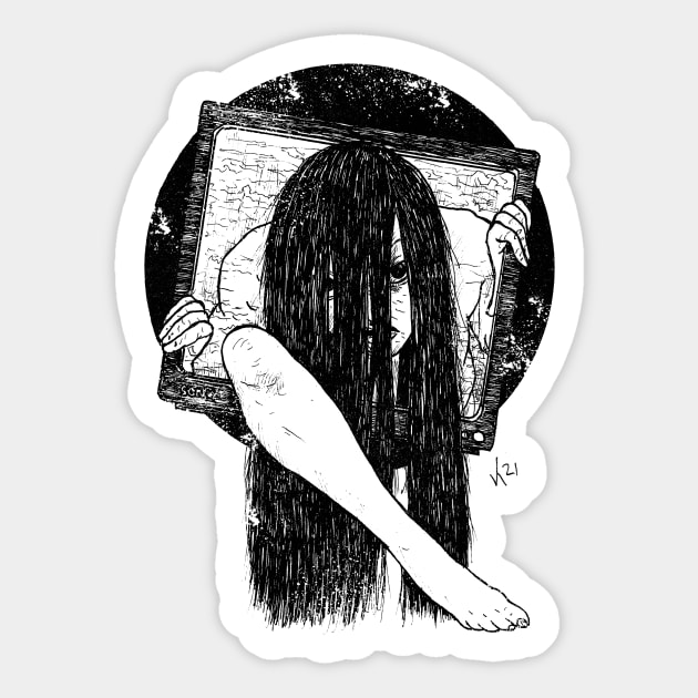 TV Set SADAKO (Black print) Sticker by Bloody Savage